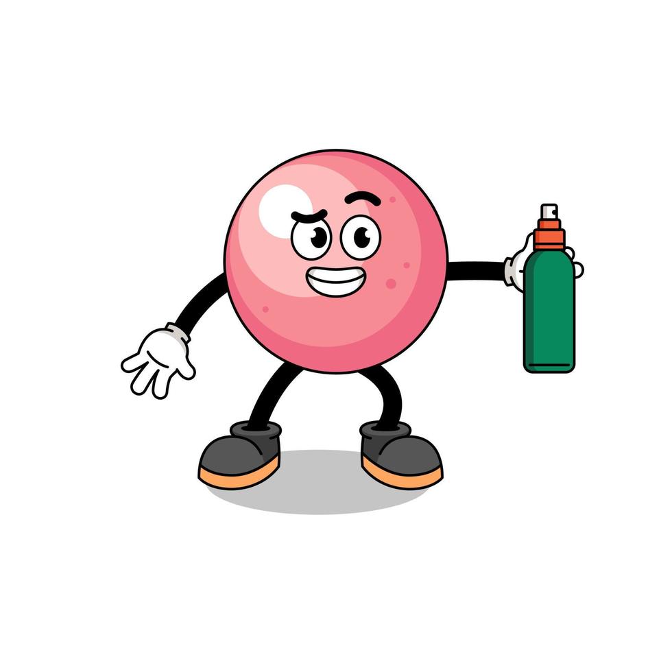 gum ball illustration cartoon holding mosquito repellent vector
