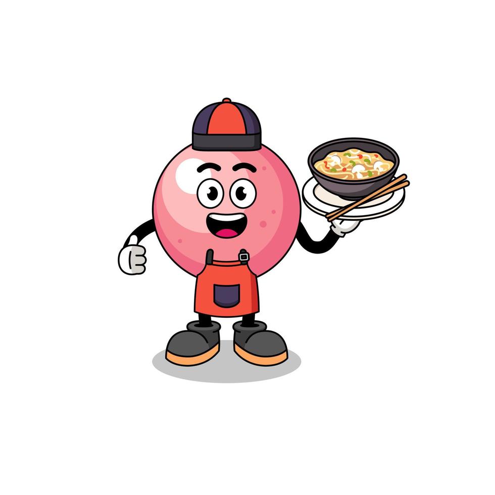 Illustration of gum ball as an asian chef vector