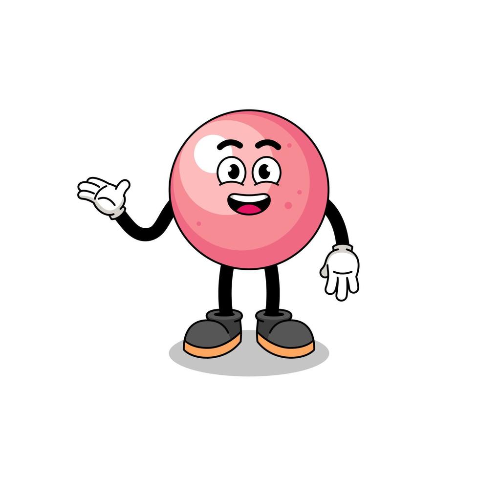 gum ball cartoon with welcome pose vector