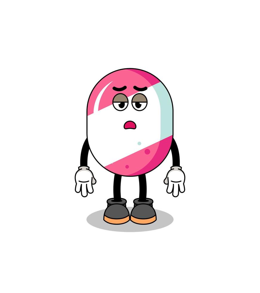 candy cartoon with fatigue gesture vector