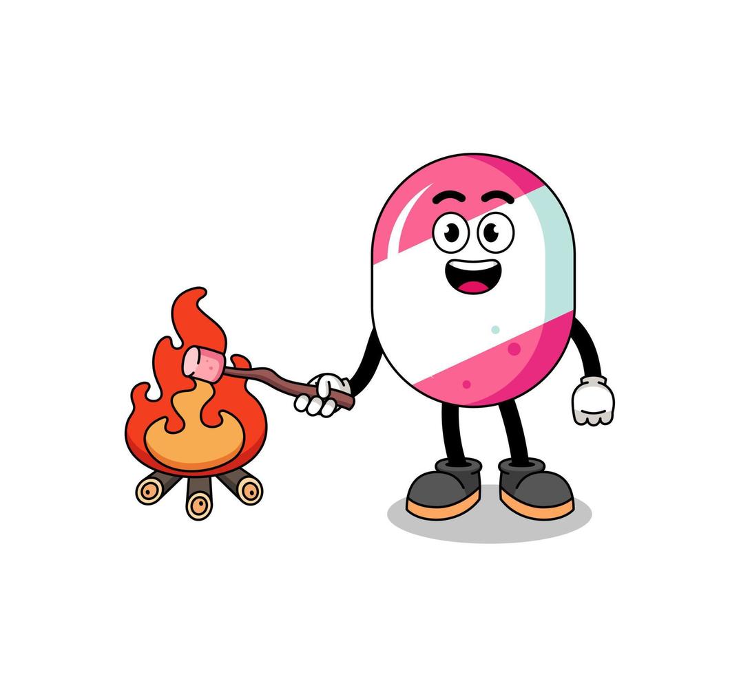 Illustration of candy burning a marshmallow vector