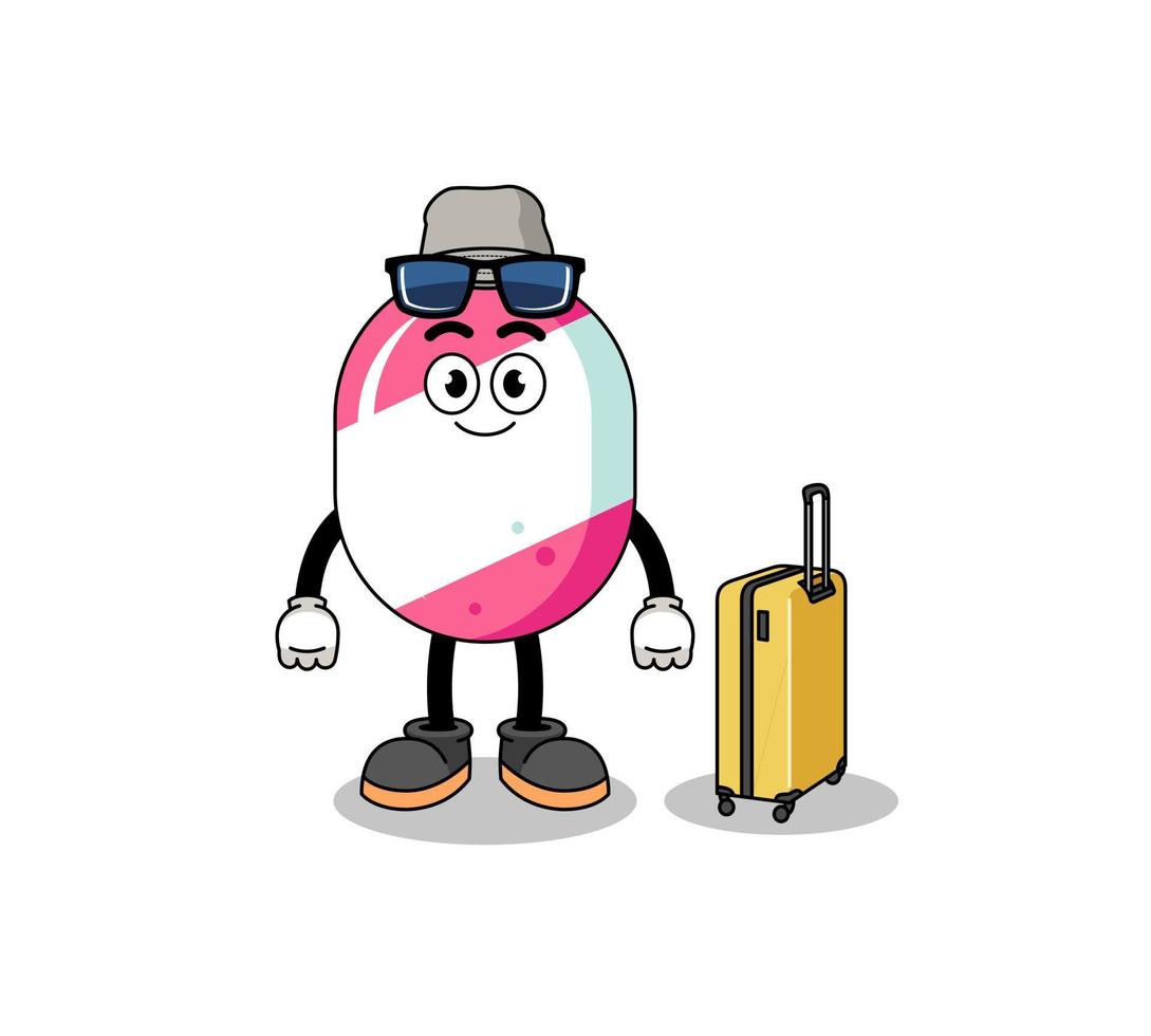 candy mascot doing vacation vector