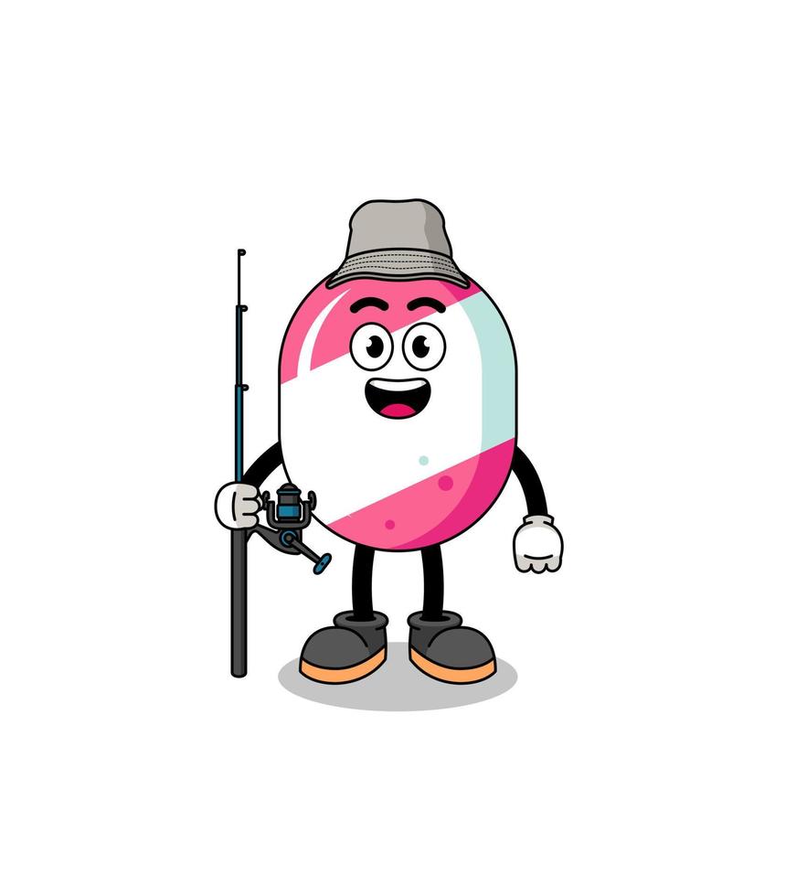 Mascot Illustration of candy fisherman vector