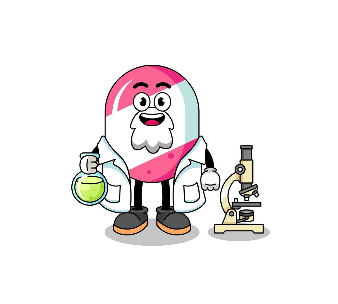 Mascot of candy as a scientist vector