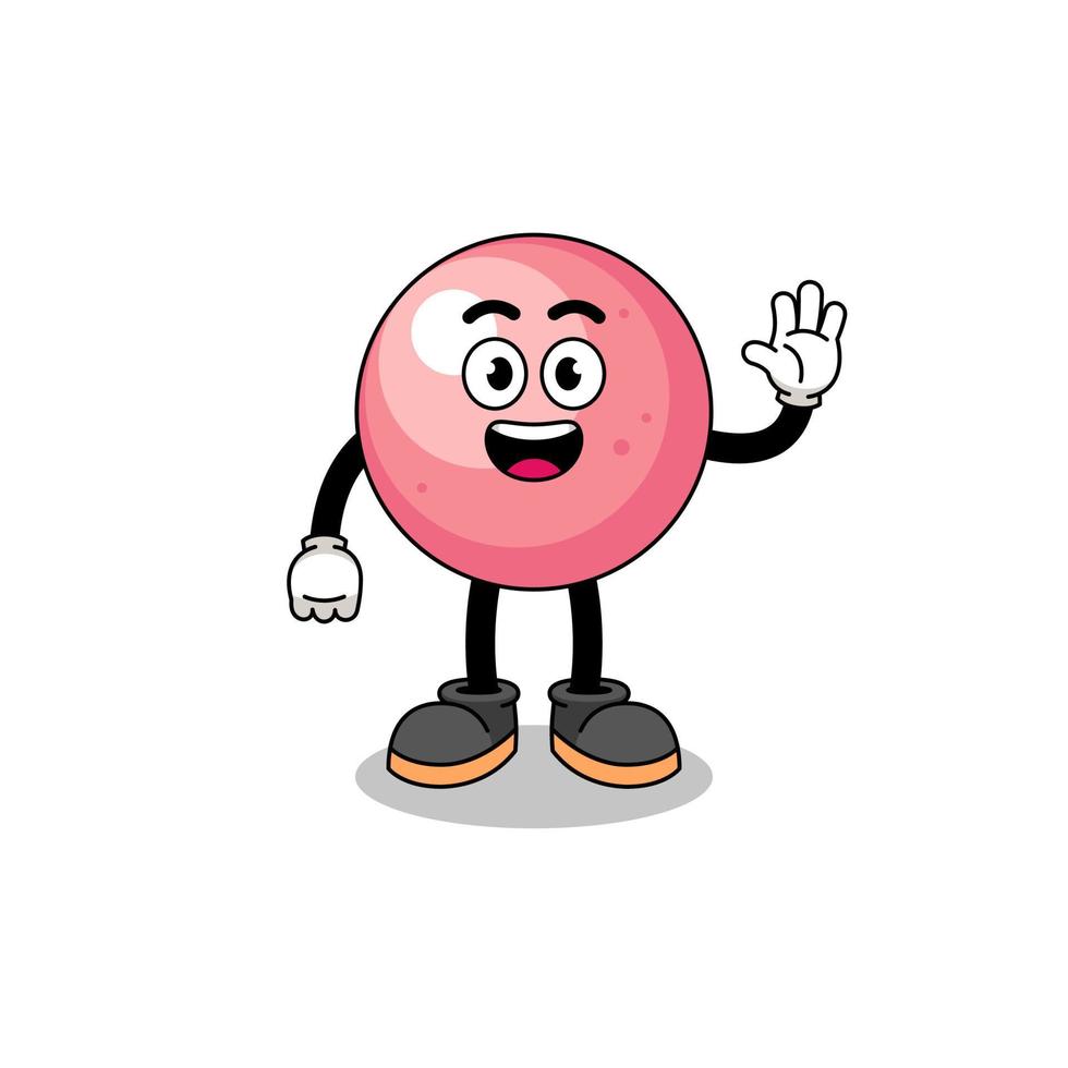 gum ball cartoon doing wave hand gesture vector