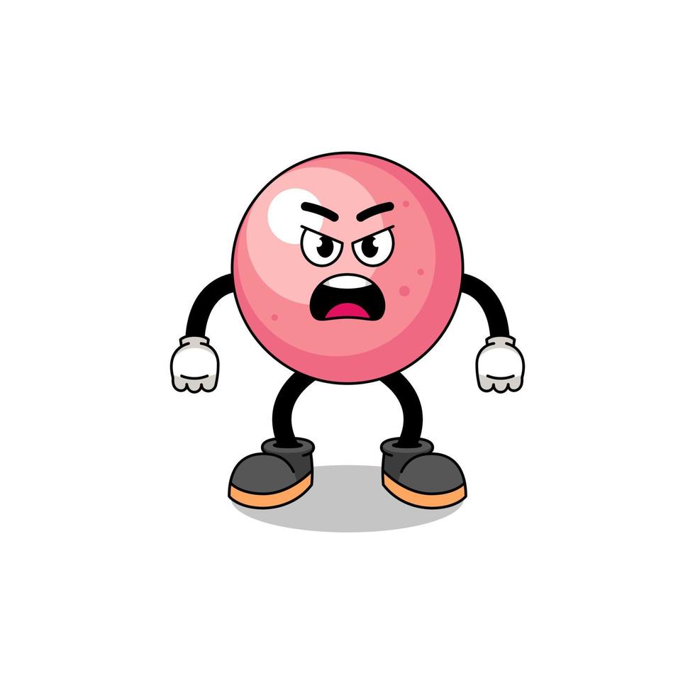 gum ball cartoon illustration with angry expression vector