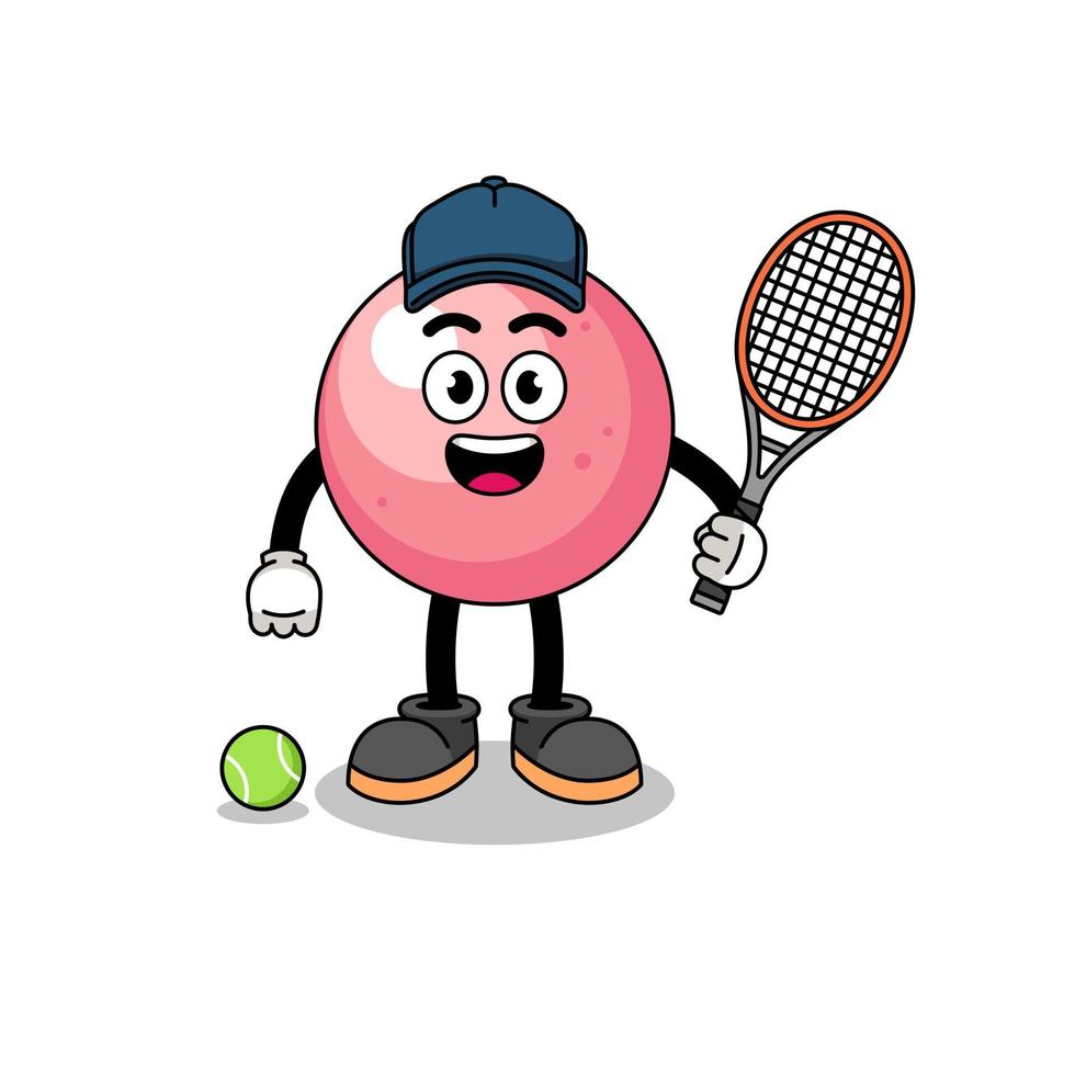 ilustración de bola de goma como jugador de tenis vector