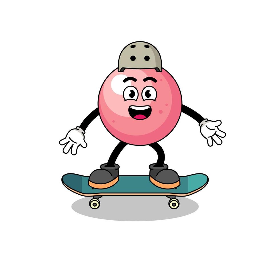 gum ball mascot playing a skateboard vector