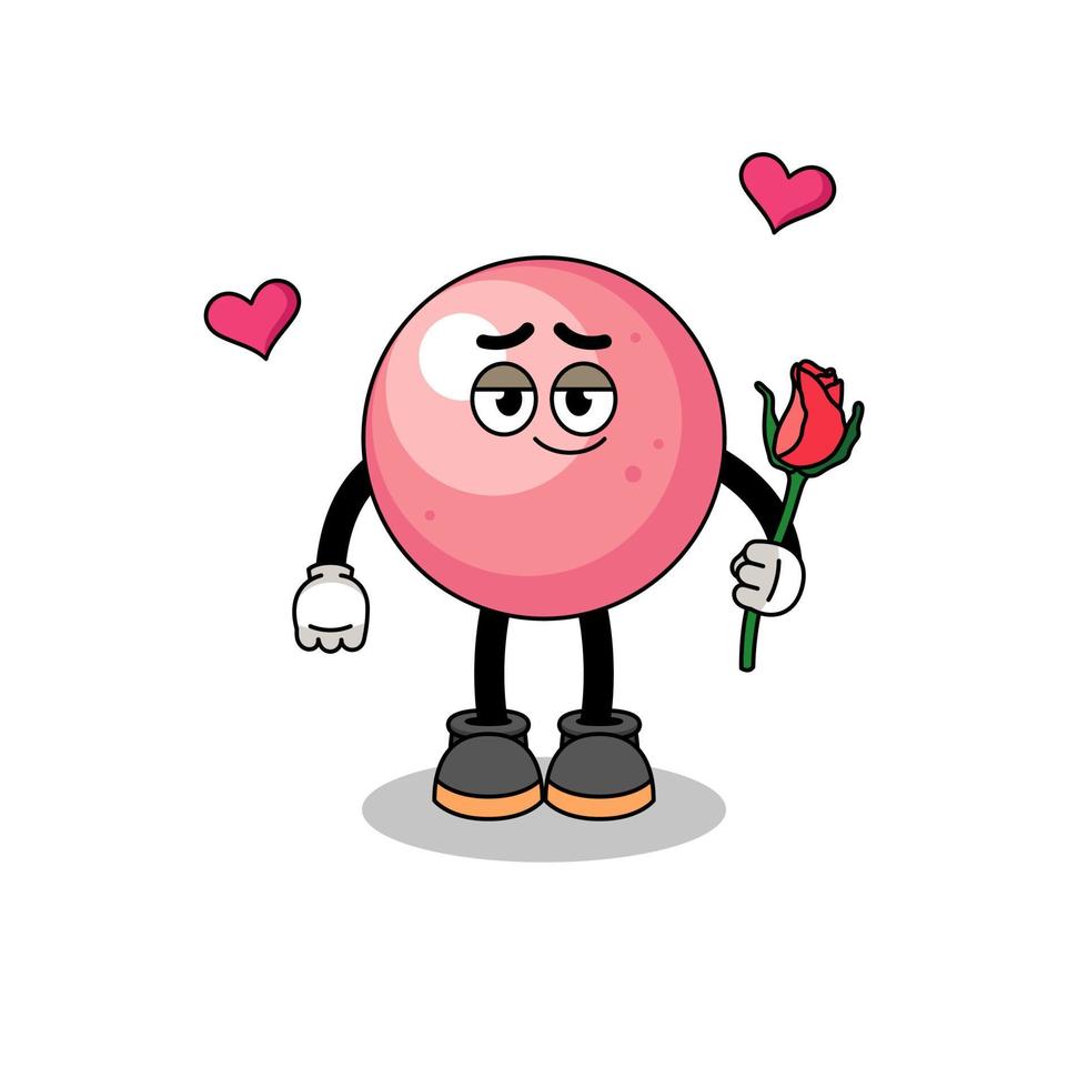 gum ball mascot falling in love vector