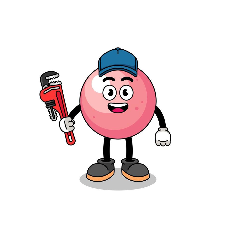 gum ball illustration cartoon as a plumber vector