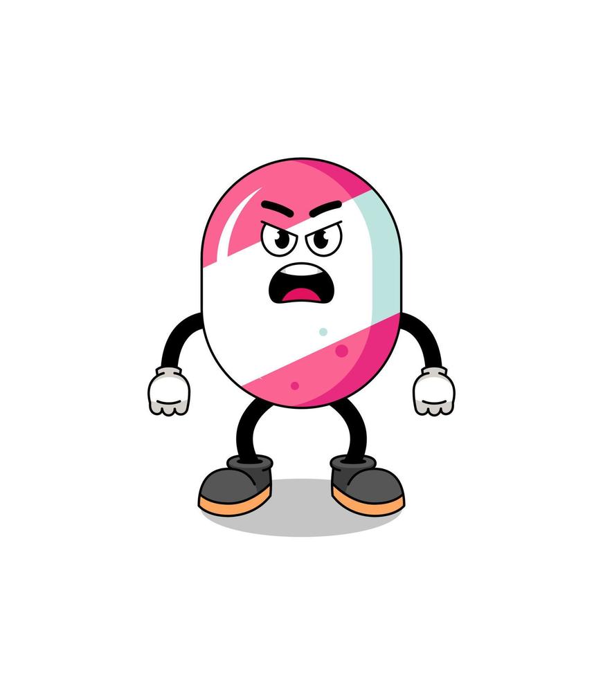 candy cartoon illustration with angry expression vector