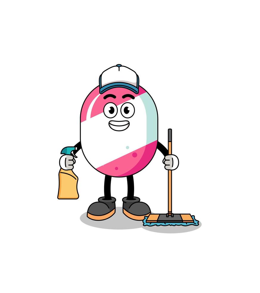 Character mascot of candy as a cleaning services vector