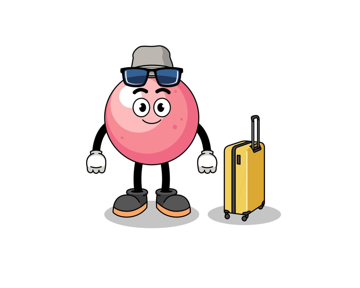 mascota de la bola de goma haciendo vacaciones vector