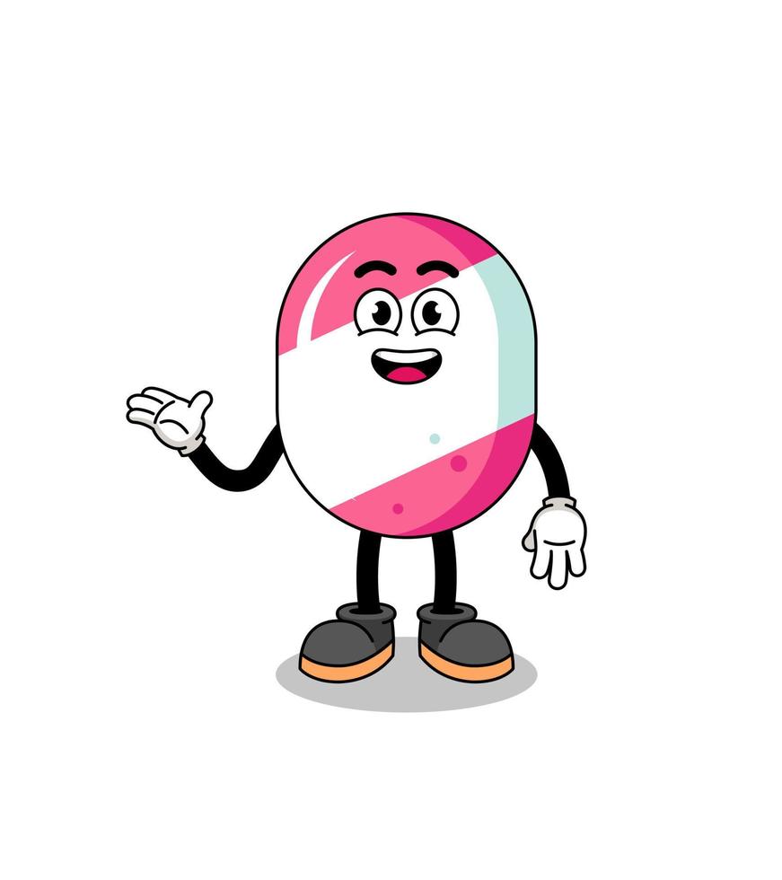 candy cartoon with welcome pose vector