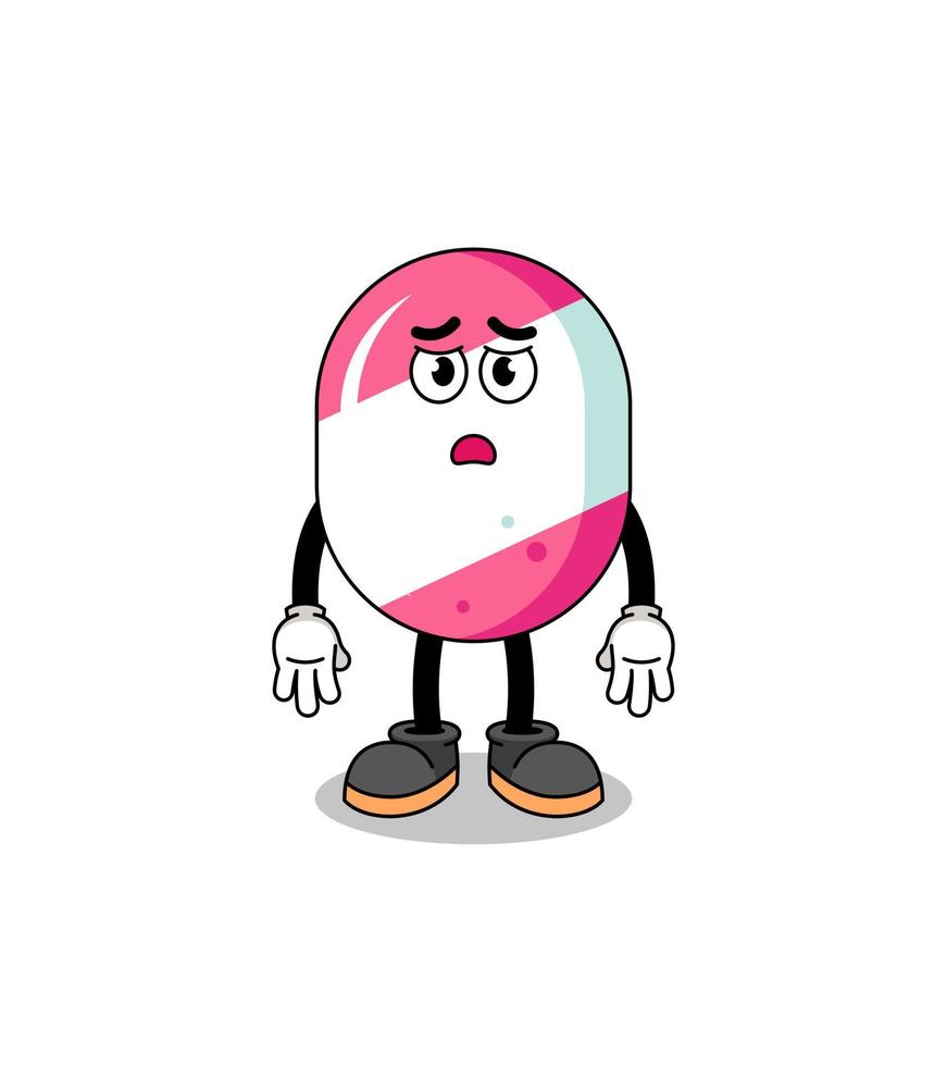 candy cartoon illustration with sad face vector