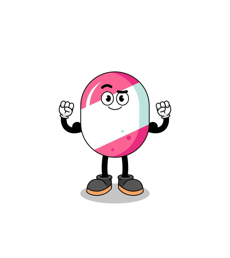 Mascot cartoon of candy posing with muscle vector