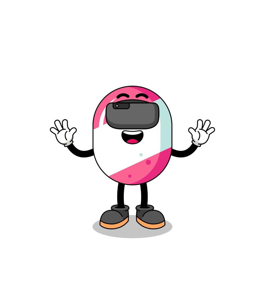 Illustration of candy with a vr headset vector