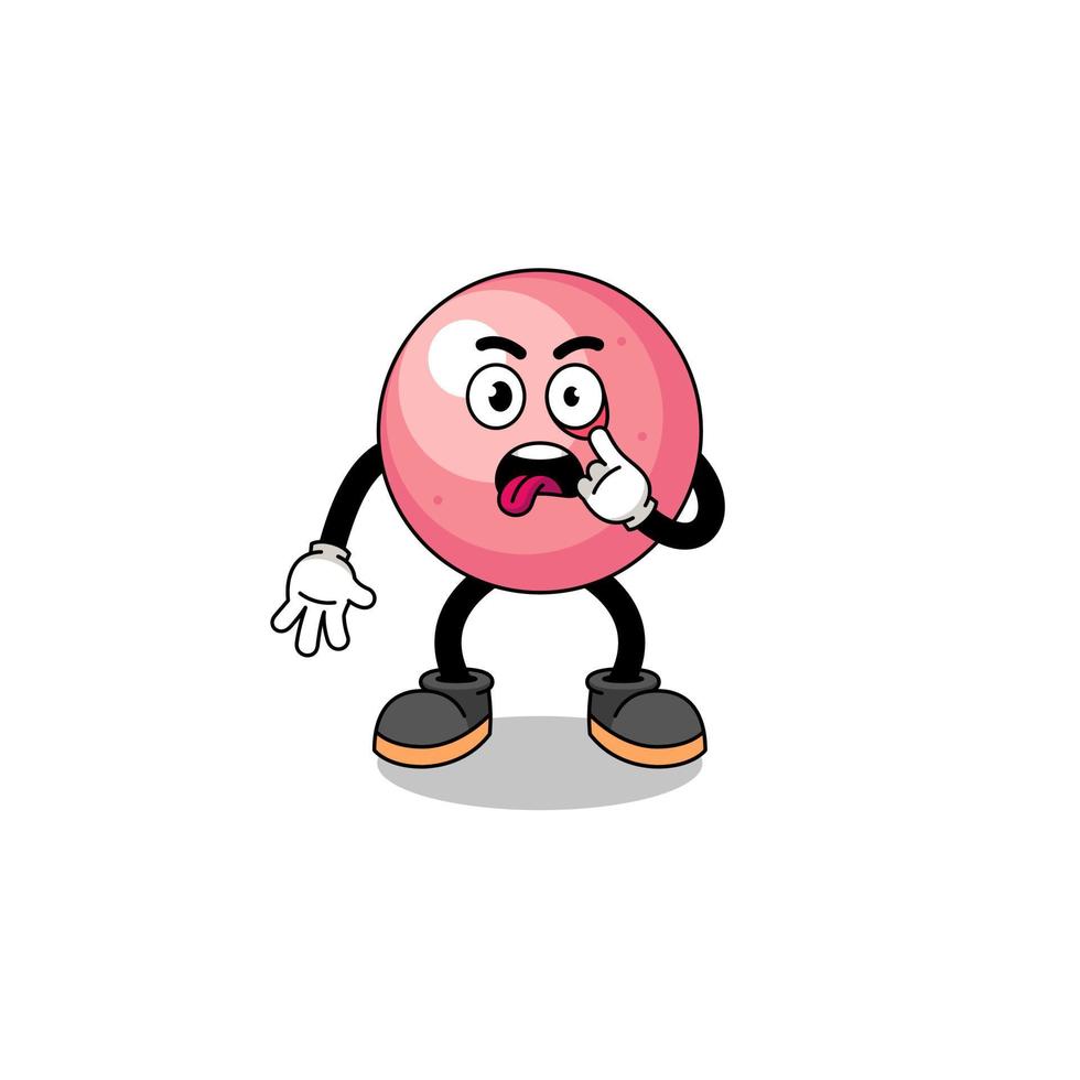 Character Illustration of gum ball with tongue sticking out vector