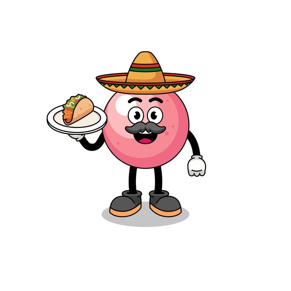 caricatura de personaje de bola de goma como chef mexicano vector