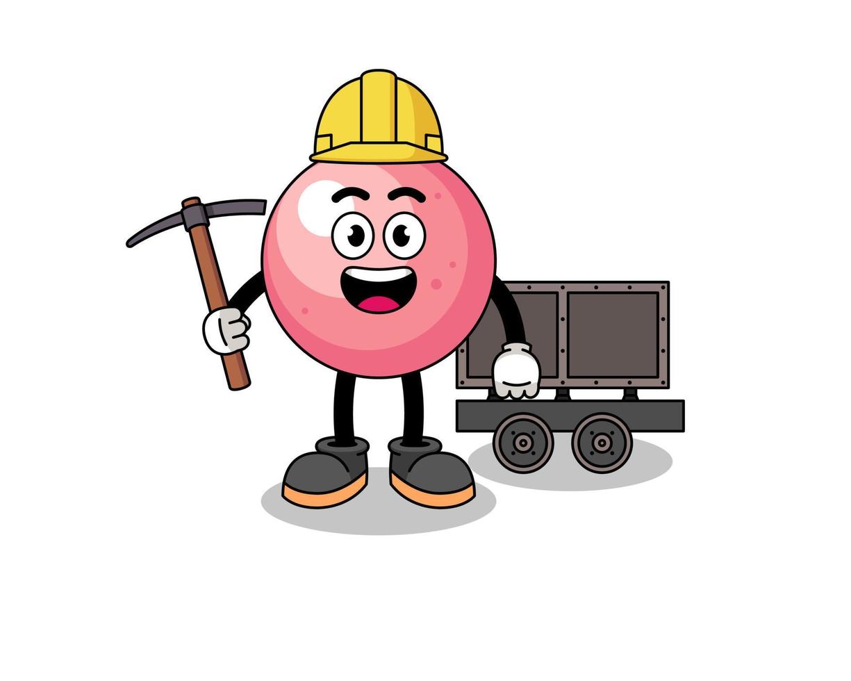 ilustración de la mascota del minero de bolas de goma vector