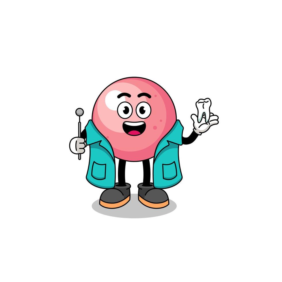 Illustration of gum ball mascot as a dentist vector