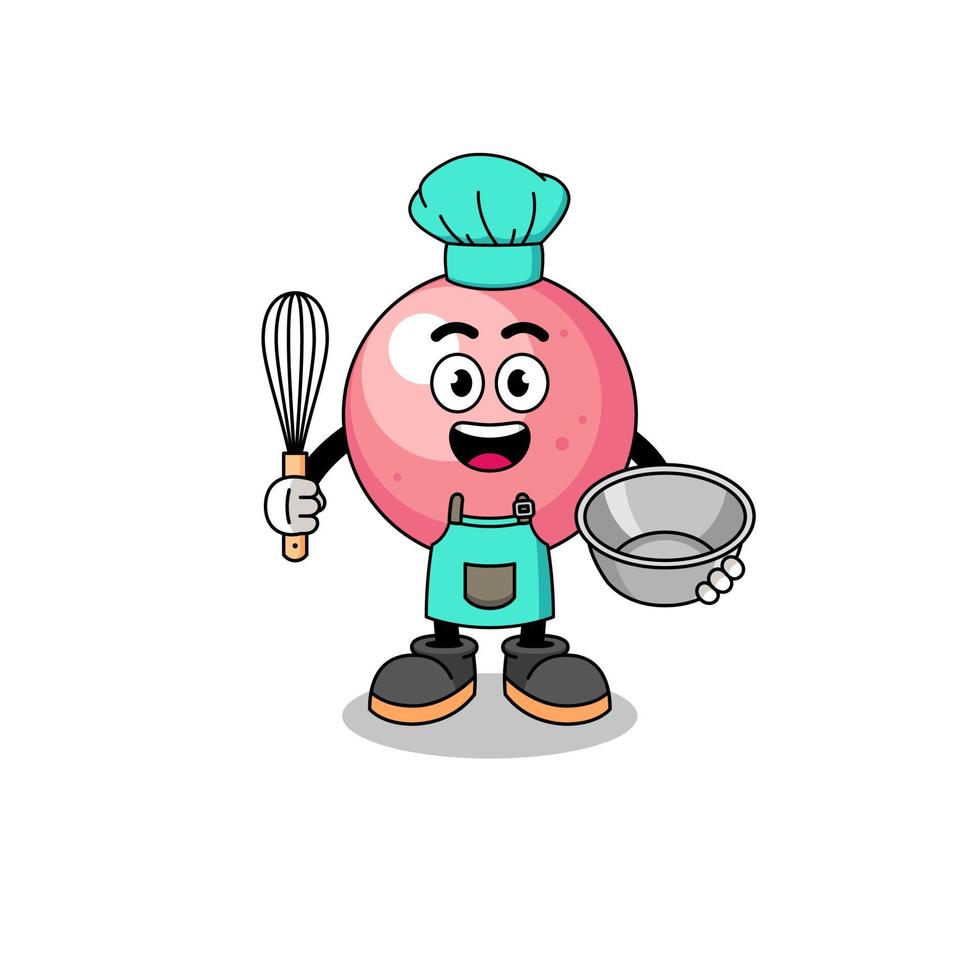 Illustration of gum ball as a bakery chef vector