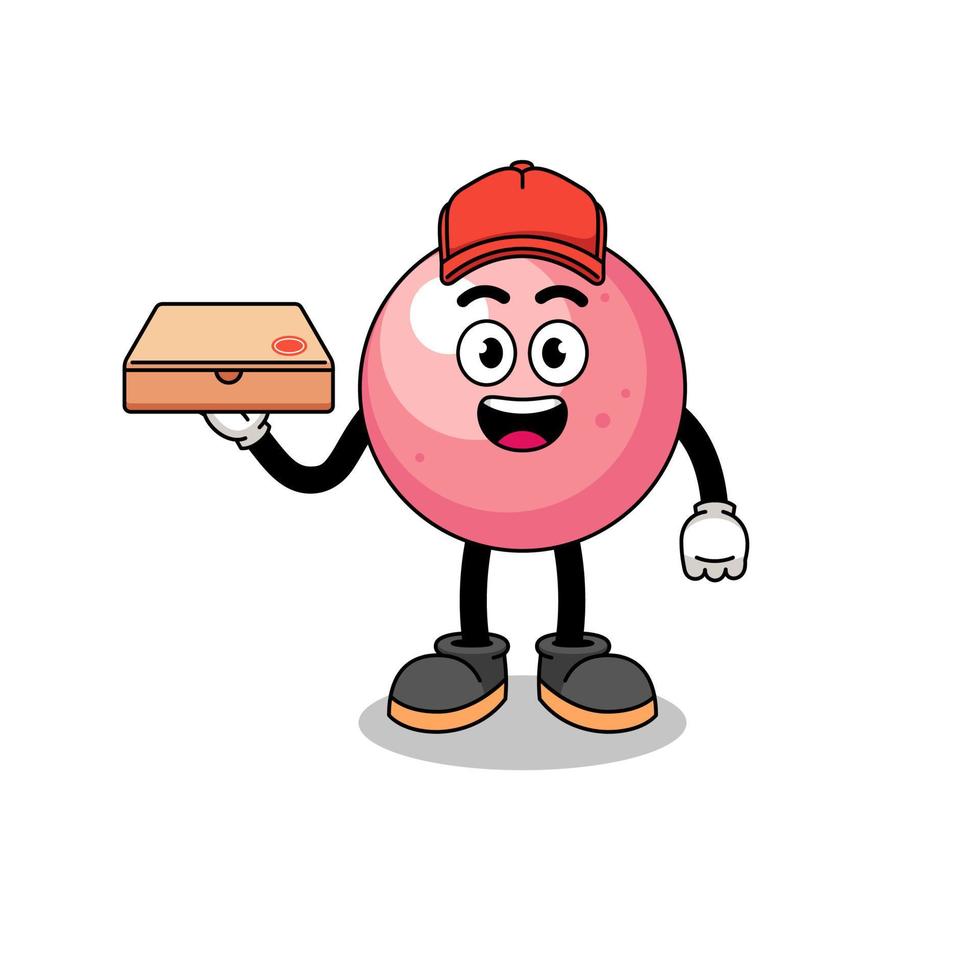 gum ball illustration as a pizza deliveryman vector