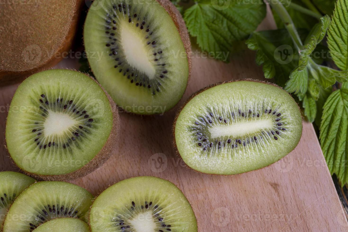 kiwi fruit cut into slices photo