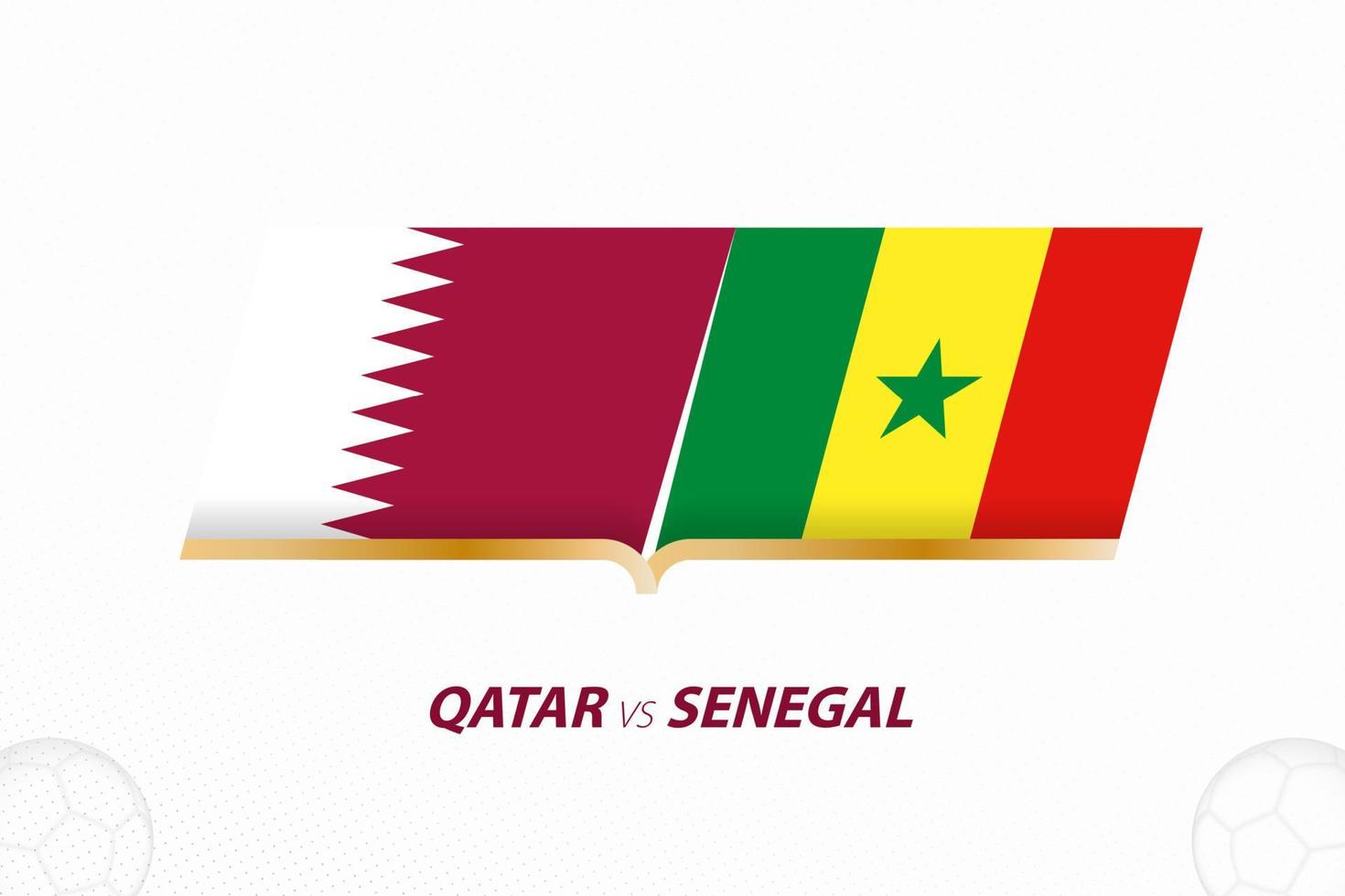 Qatar vs Senegal in Football Competition, Group A. Versus icon on Football background. vector