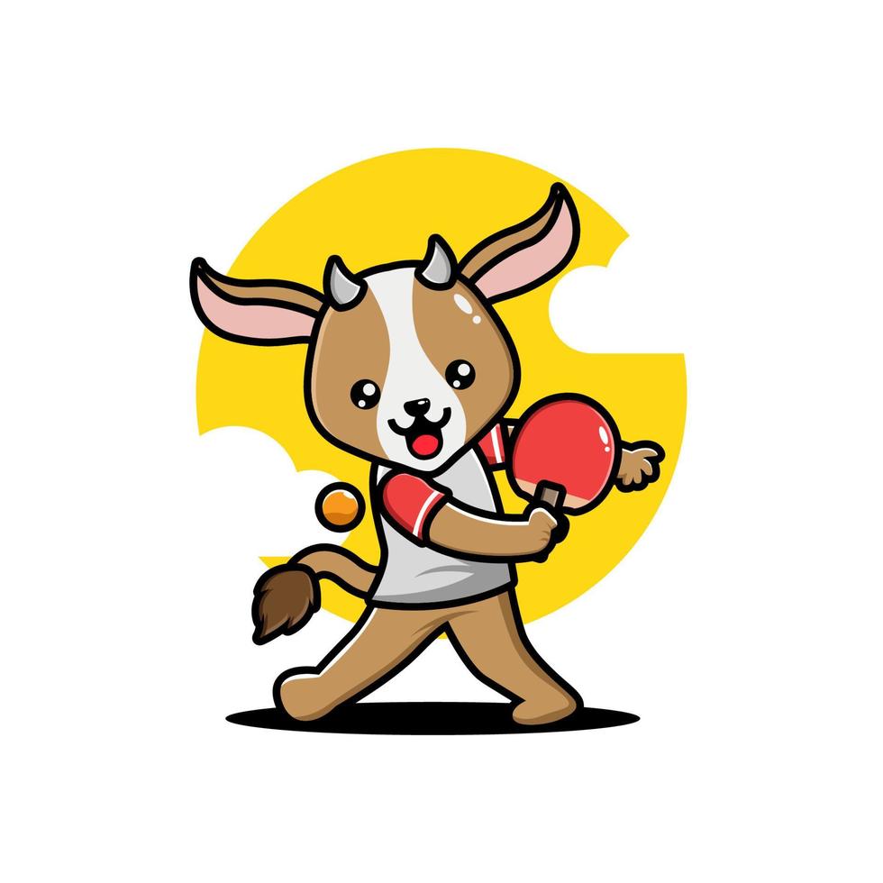 Cute goat playing table tennis 13648182 Vector Art at Vecteezy