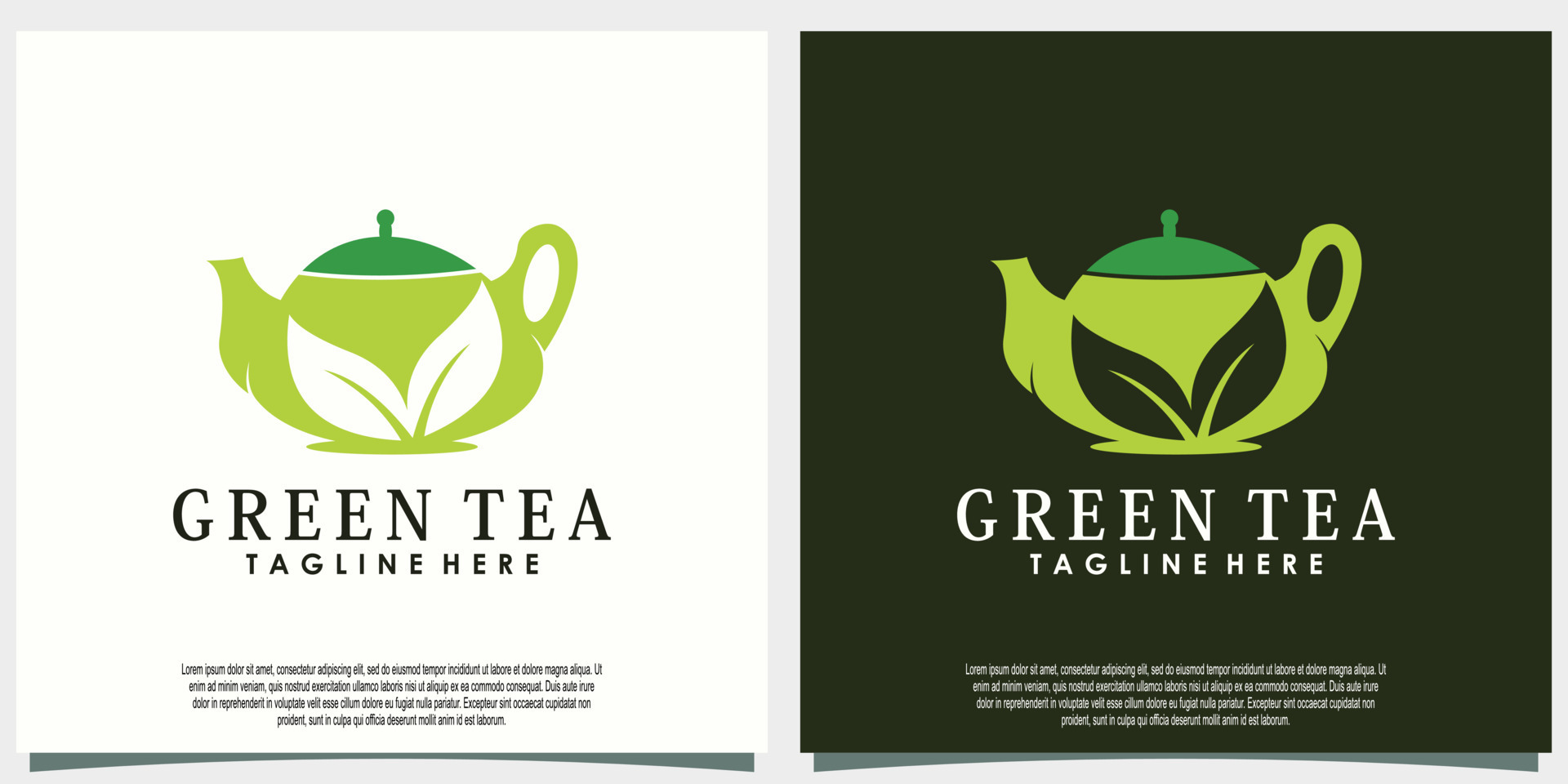 green tea logo design with leaf and teapot creative concept 13648230