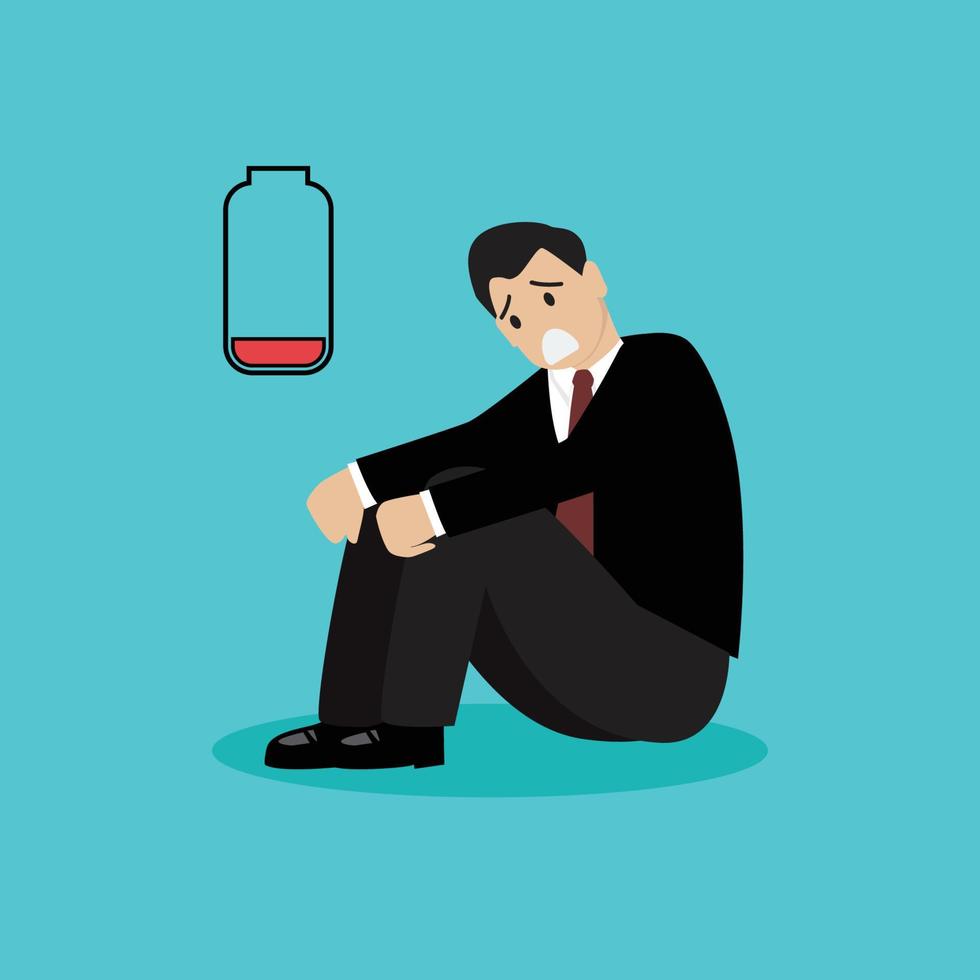 Run out of battery businessman vector