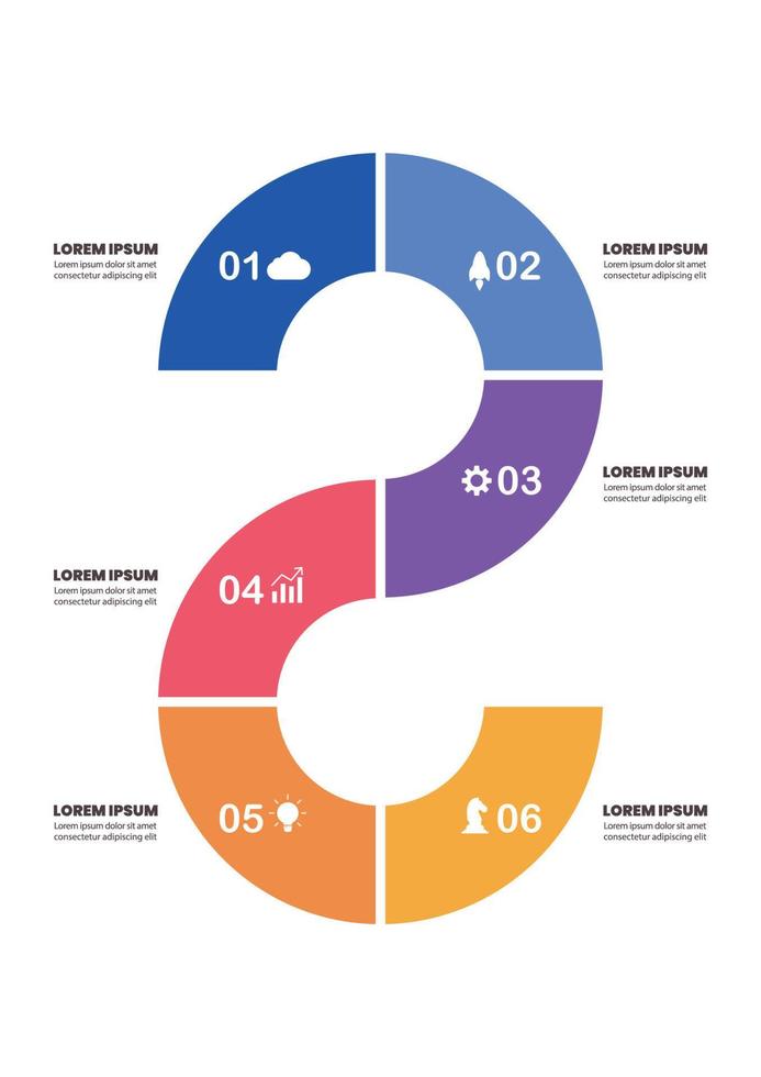 Six parts circle infographic vector