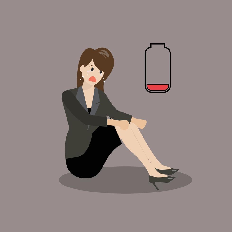 Run out of battery business woman vector