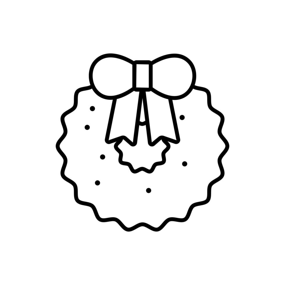 Christmas Wreath icon outline style design vector