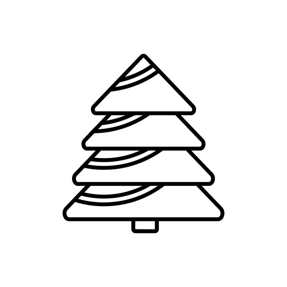 vector de diseño de estilo de esquema de icono de árbol de navidad