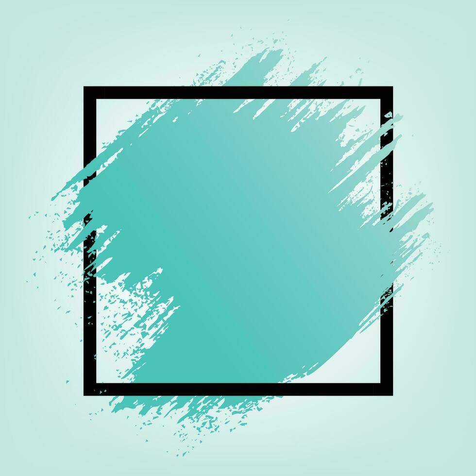 Abstract gradient blue color brush stroke with black frame vector