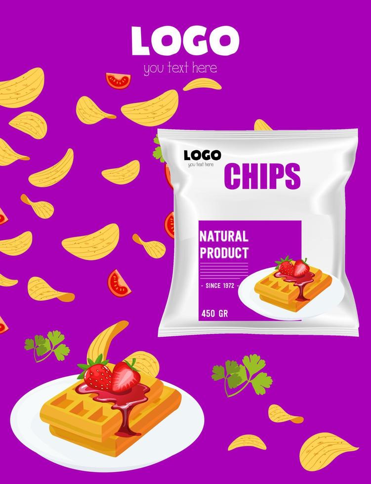 chips embalaje plantilla vector arte colorido