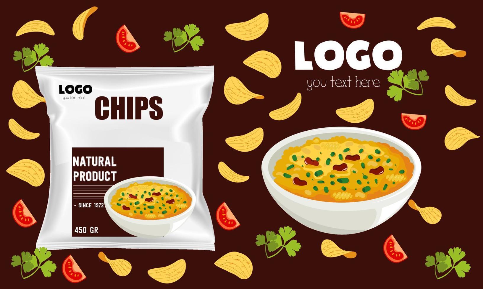 chips packaging template vector art colorful
