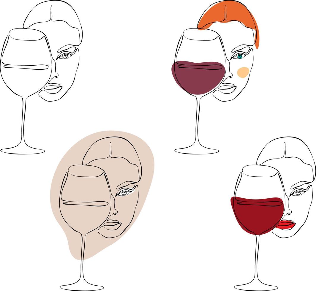 Vector design linear template logo or emblem - female hand holding glass of wine. Abstract symbol for wine bar or sommelier courses