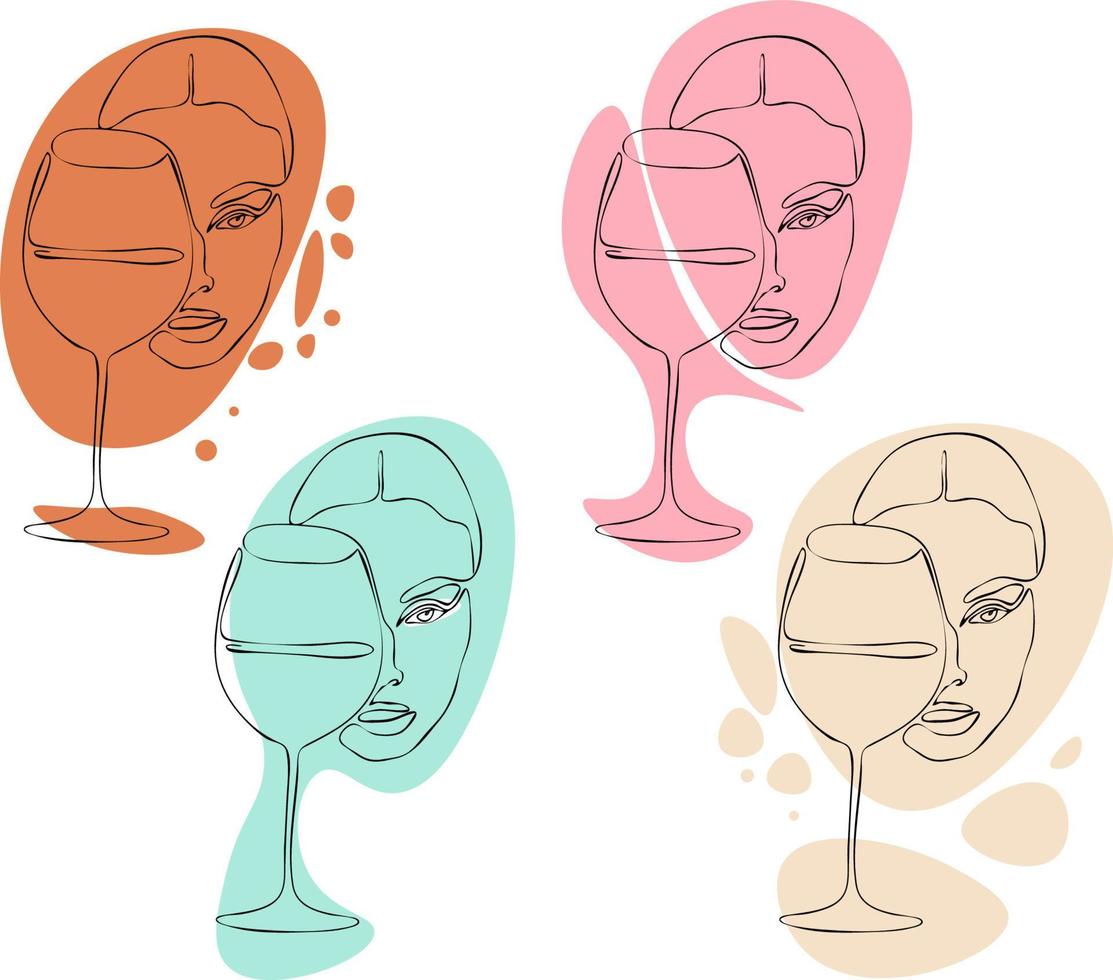 Vector design linear template logo or emblem - female hand holding glass of wine. Abstract symbol for wine bar or sommelier courses