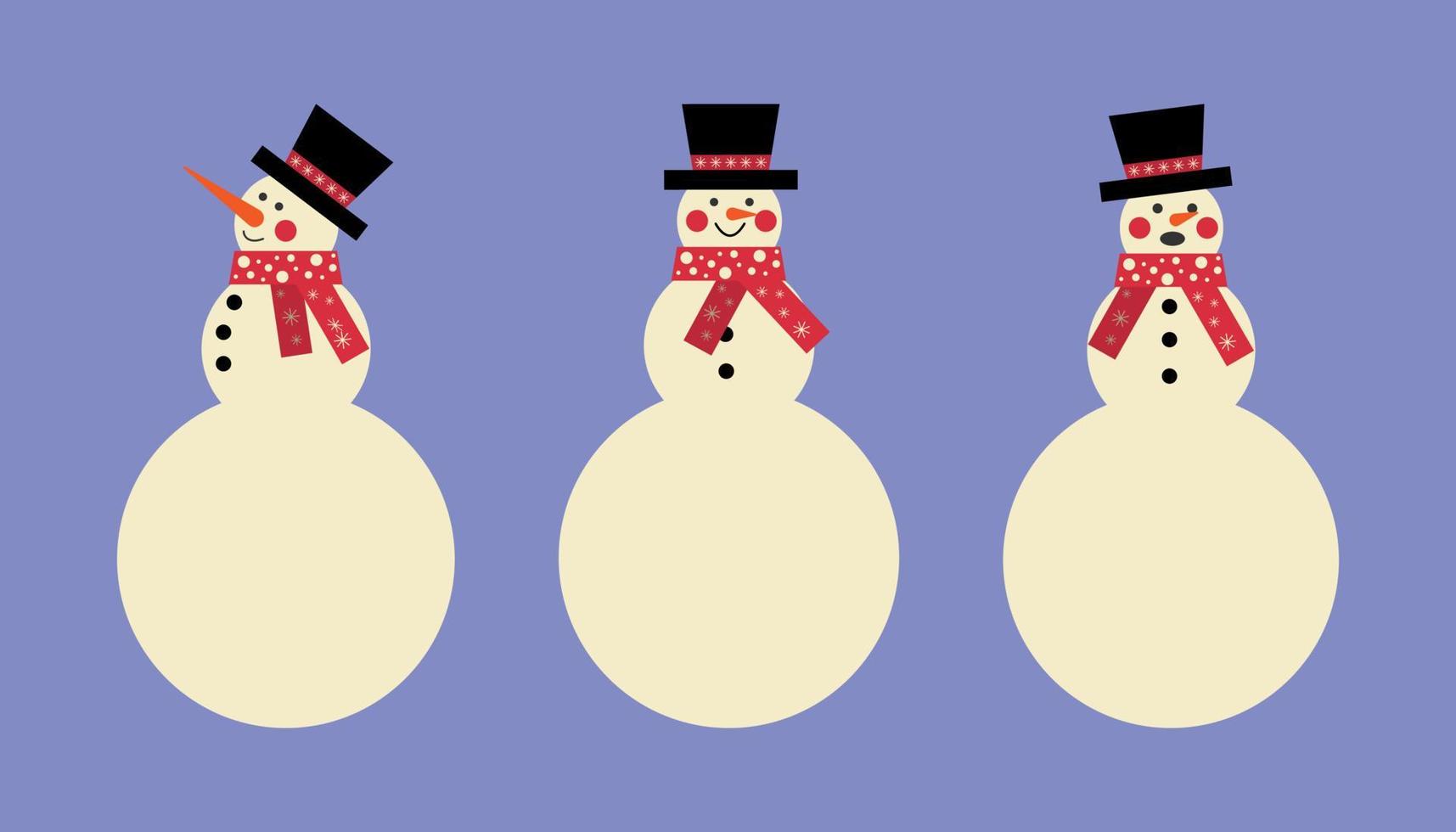 conjunto de tres muñecos de nieve vector