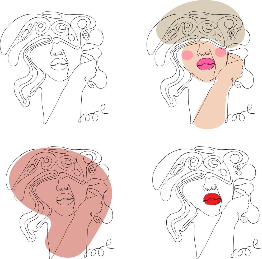 Women one line drawing vector