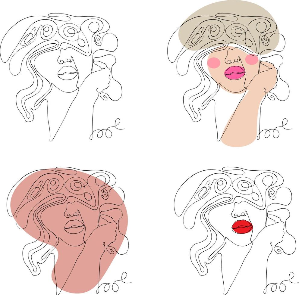 Women one line drawing vector