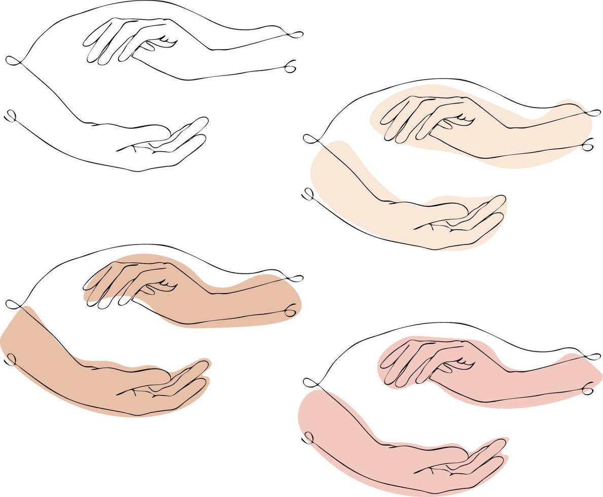 Hands one line drawing vector