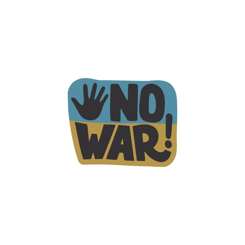 NO WAR text with Ukraine Flag sticker banner design vector