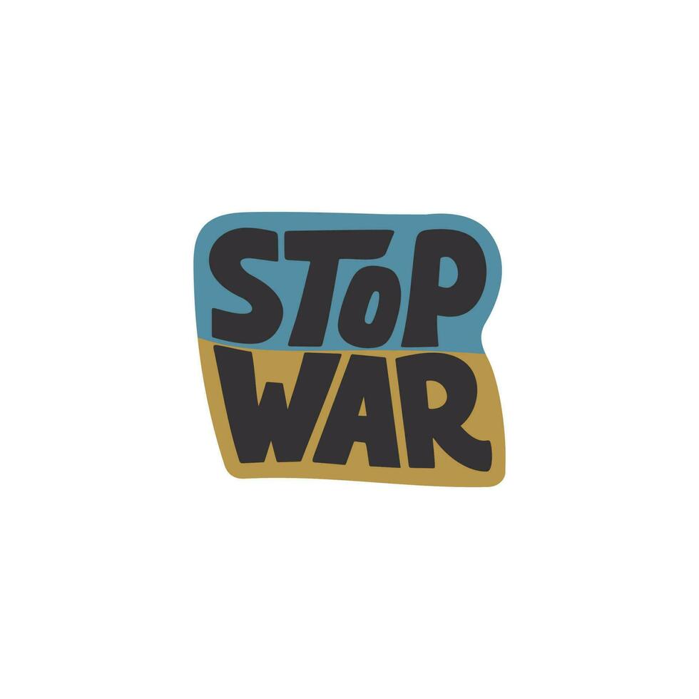 Stop War text with Ukraine Flag sticker design vector