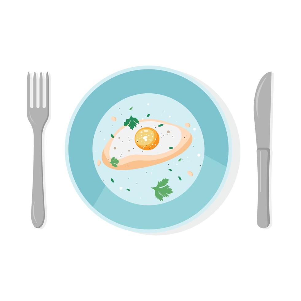 Plate with breakfast egg. vector illustration