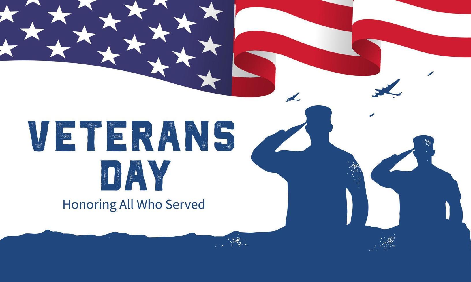 Veteran's day poster.Honoring all who served. Veteran's day illustration with american flag and soldiers vector