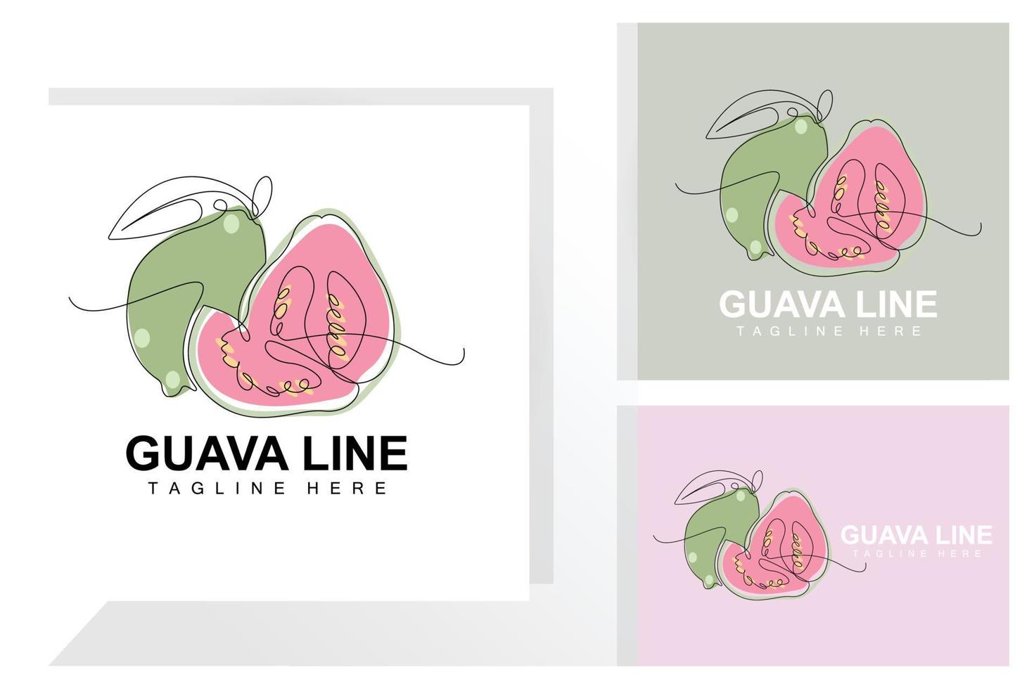 vector de diseño de logotipo de guayaba de agua con estilo de línea ilustración de mercado de fruta fresca planta de vitamina